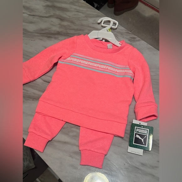 Puma Kids Pink Sweatshirt and Pants Set 3-6 months - Picture 1 of 4